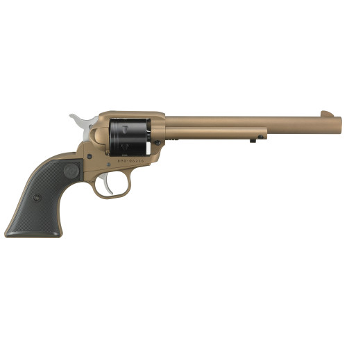 ruger wrangler .22 lr 7.5" barrel, burnt bronze cerakote, black checkered grips, 6rd