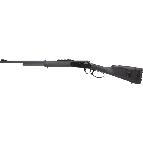 rock island lever action shotgun, 410 ga, 2.5" chamber, 20" barrel, black, rifle sights, 5rd