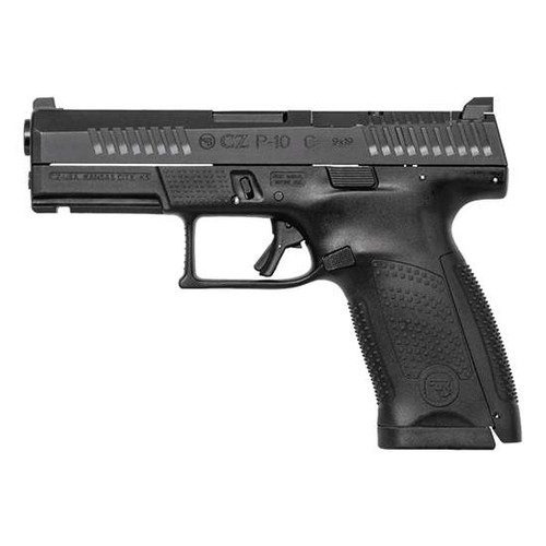 cz p-10 c optics-ready, 9mm, black, nitride slide, reversible mag catch, 10rd