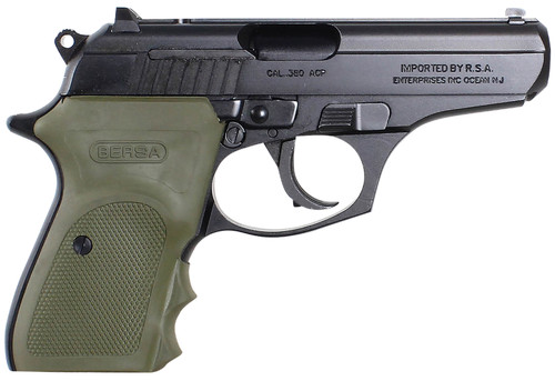 bersa thunder combat, .380 acp, 3.50" barrel, black, od green rubber grip, 8rd