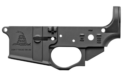 spike's tactical gadsden logo, ar15 stripped lower, black finish, non-color