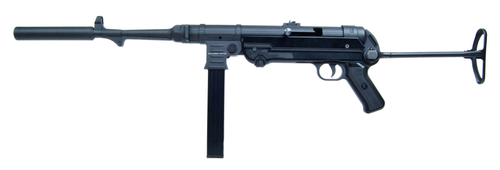 mauser mp-40 carbine 22 lr, 16.30" barrel faux suppressor, adjustable rear sight, underfolding stock, 23rd