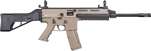 mauser rimfire m-15 22 lr, 16.50" barrel flash hider, tan finish, side folding stock, 22rd
