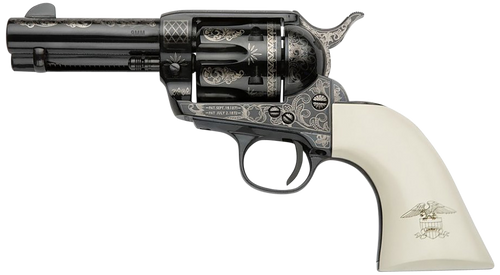 pietta great western ii 9mm, 3.5" barrel, ultra ivory engraved liberty eagle grip, 6rd