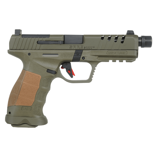 sar usa 9x socom 9mm, 5.2" threaded barrel, olive drab green, 21rd