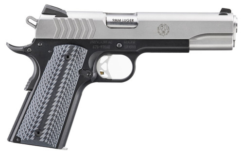 ruger sr1911 9mm, 5" barrel, stainless slide, black g10 grips, 9rd