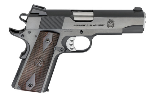 springfield 1911 garrison 9mm, 4.25" barrel, blued steel, wood grips, 9rd